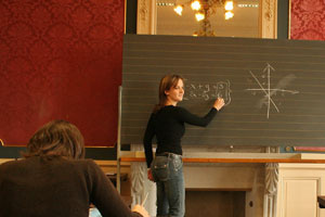 Teacher and blackboard at Institut Monte Rosa