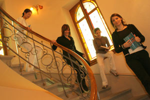Students coming downstairs